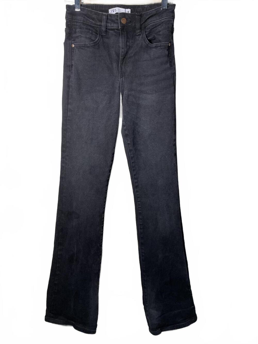 Zara Flared Denim Jeans Women's Size 4 Black Grunge Boho - Picture 7 of 7